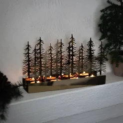 Lysestake 4 Lys Skog Gull 25,5cm x 15,8cm<CHRISTIANIA 1739 Online