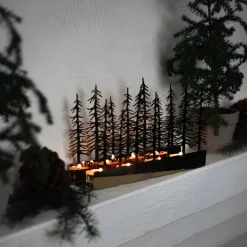 Lysestake 4 Lys Skog Gull 25,5cm x 15,8cm<CHRISTIANIA 1739 Online