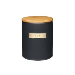 Masterclass Oppbevaringsboks Te 1L Sort med Bambus Lokk<Lifetime Brands Europe ltd