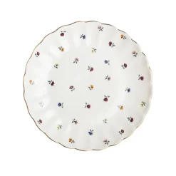 Lilly Asjett m/Blomster og Gullkant 21cm Hvit<NOVA Best