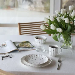 Lilly Bolle m/Blomster og Gullkant 13cm Hvit<NOVA New