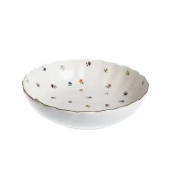 Lilly Dyp Tallerken m/Blomster og Gullkant 20cm Hvit<NOVA Outlet