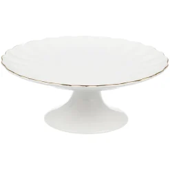 Lilly Kakefat På Stett 28cm Hvit m/Gullkant<NOVA Sale