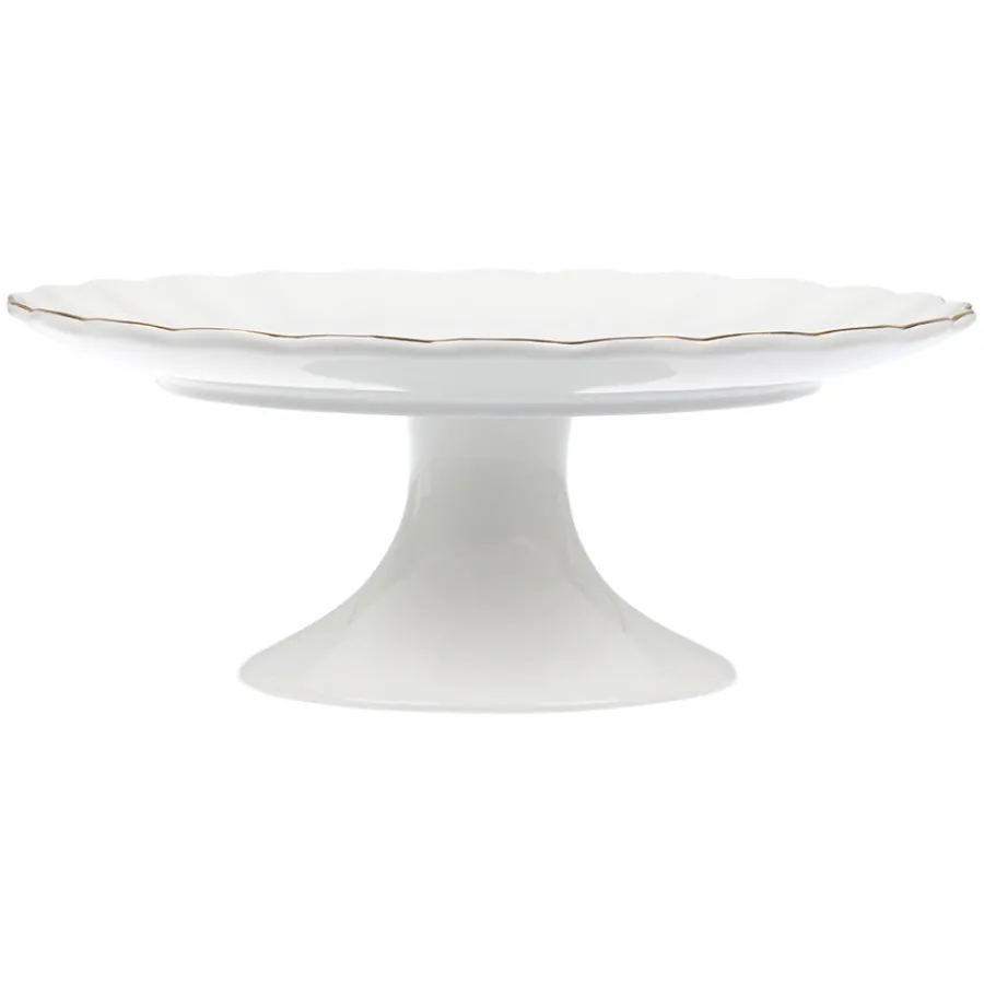 Lilly Kakefat På Stett 28cm Hvit m/Gullkant<NOVA Sale