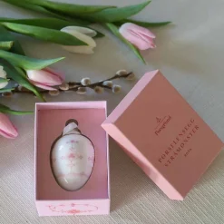 Porselenegg Stråmønster 4,5cm Rosa<PORSGRUNDS PORSELÆNSFABRIK Clearance