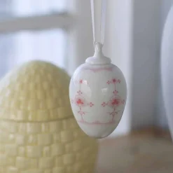 Porselenegg Stråmønster 4,5cm Rosa<PORSGRUNDS PORSELÆNSFABRIK Clearance