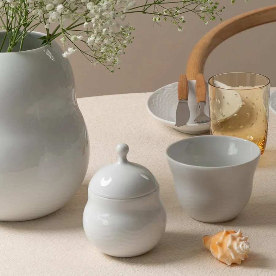 Porsgrunds Porselænsfabrik Bølge Hvitt Bonbonniere 12,5 cm<PORSGRUNDS PORSELÆNSFABRIK Outlet