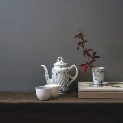 Porsgrunds Porselænsfabrik Bogstad Stråmønster Kaffekanne & Lokk<PORSGRUNDS PORSELÆNSFABRIK