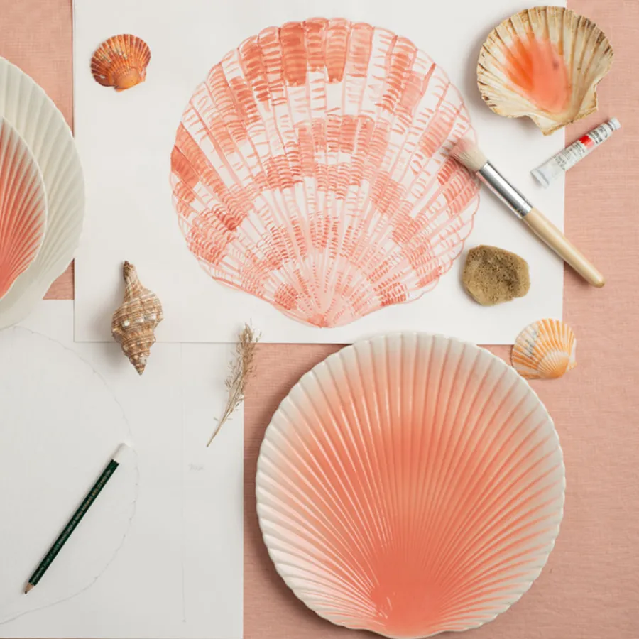 Porsgrunds Porselænsfabrik Kamskjell Tallerken 26cm Korall<PORSGRUNDS PORSELÆNSFABRIK Outlet