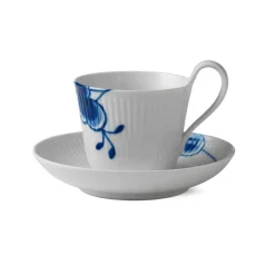 Blå Mega Riflet Kopp 25cl m/Skål Høy<ROYAL COPENHAGEN Discount
