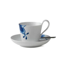 Blå Mega Riflet Kopp 25cl m/Skål Høy<ROYAL COPENHAGEN Discount