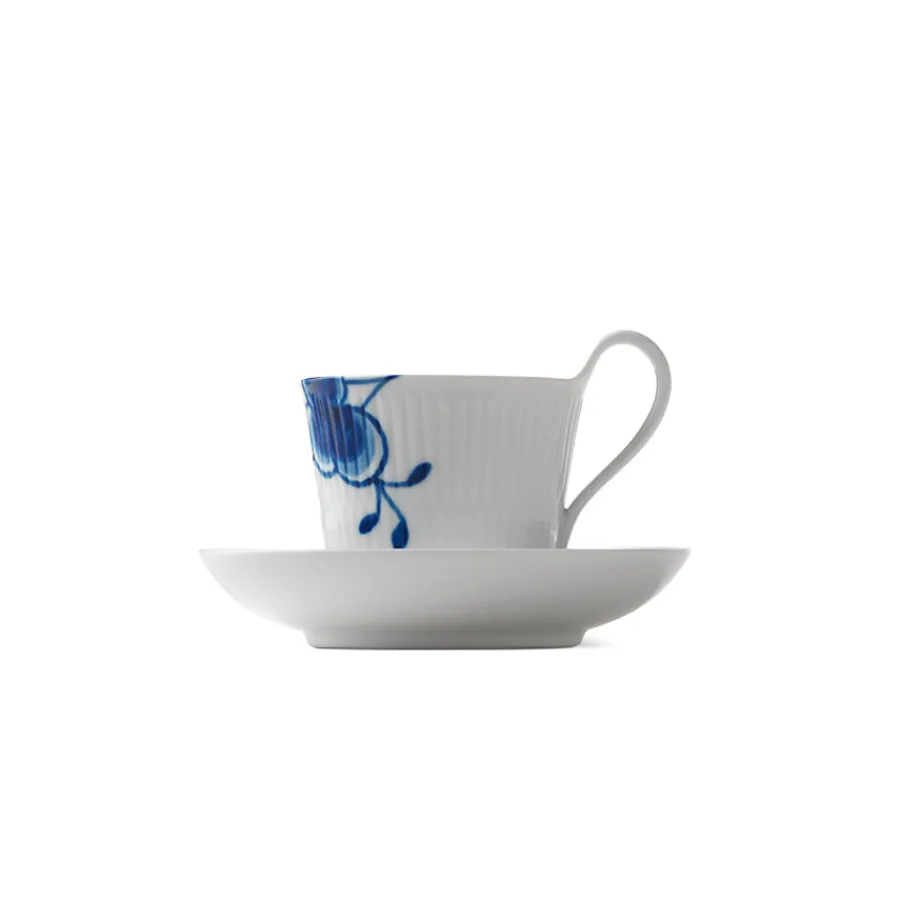 Blå Mega Riflet Kopp 25cl m/Skål Høy<ROYAL COPENHAGEN Discount