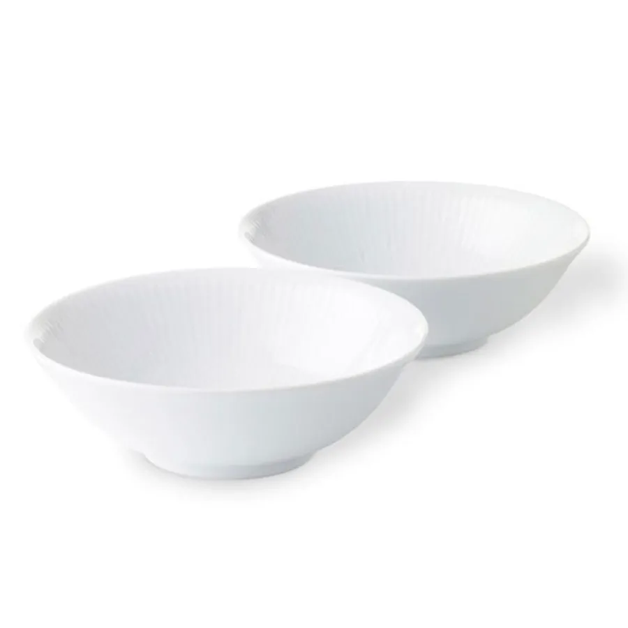 HVIT RIFLET SKÅL 2PK 35CL<ROYAL COPENHAGEN Sale