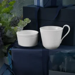 Hvit Riflet Krus Med Høy Hank 33cl<ROYAL COPENHAGEN Sale