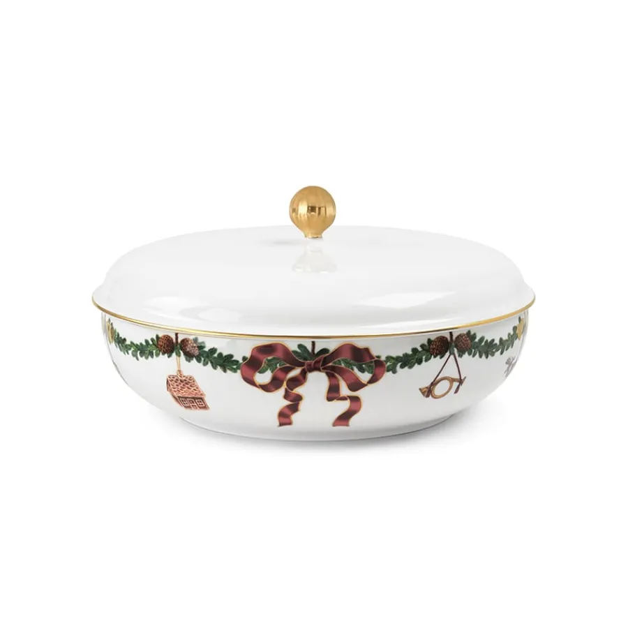 Stjerne Riflet Jul Skål med Lokk 21cm<ROYAL COPENHAGEN Discount