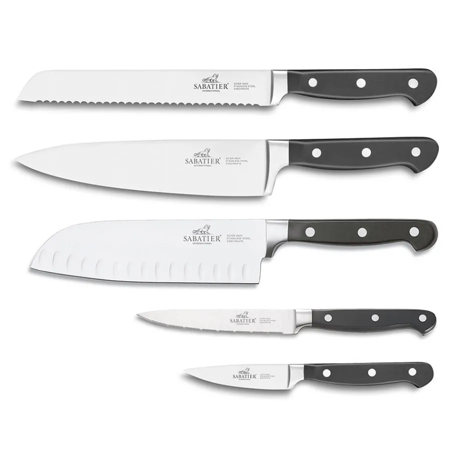 2 Lions Lion Knivsett 5 Deler Stål/Sort m/Gaveeske<SABATIER