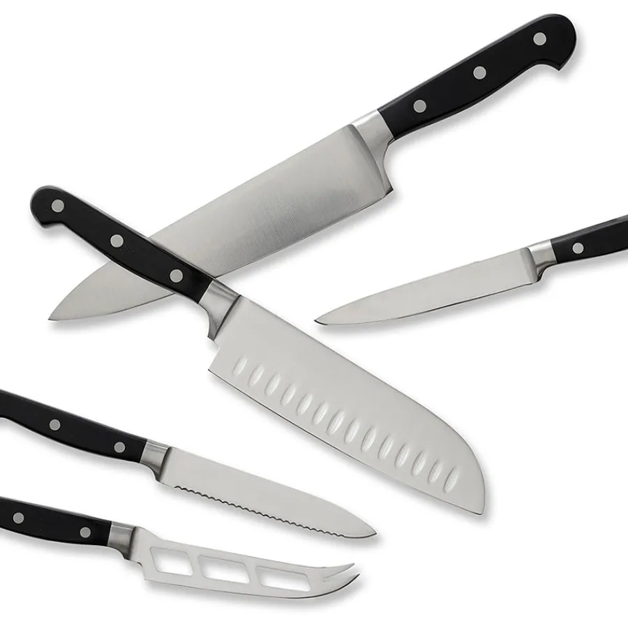 2 Lions Lion Knivsett 5 Deler Stål/Sort m/Gaveeske<SABATIER