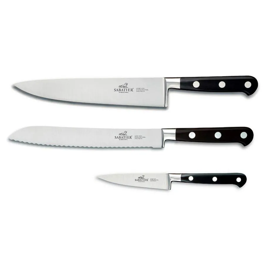 Licorne Knivsett 3 Kniver Stål/Svart<SABATIER Clearance