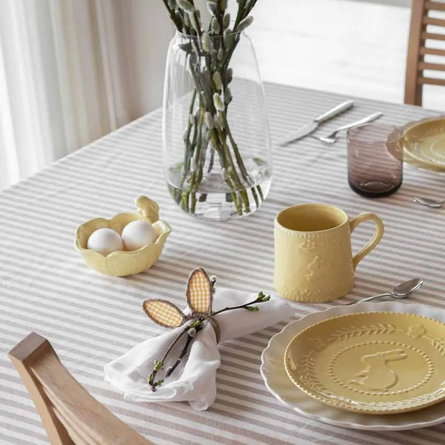 Easter Collection Skål m/Blomst og Hare 12,5cm Gul<SEASONS Outlet