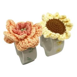 Summer Collection Serviettring Porselen m/Heklet Blomst 2pk Gu<SEASONS