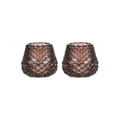 Telysholder Furu Glass 6,5cm Brun 2pk<CHRISTIANIA 1739 Clearance