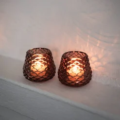 Telysholder Furu Glass 6,5cm Brun 2pk<CHRISTIANIA 1739 Clearance